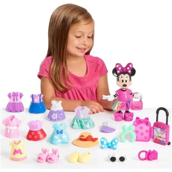 Disney Minnie Fashion 25 Pezzi con Figurina 15 cm, Outfits e Accessori per Bambini