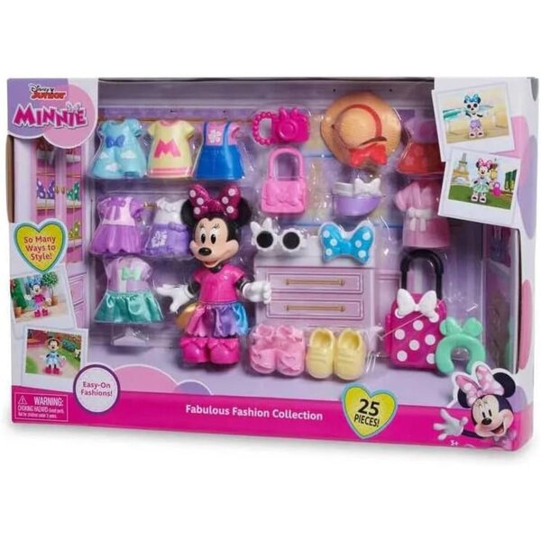 Disney Minnie Fashion 25 Pezzi con Figurina 15 cm, Outfits e Accessori per Bambini