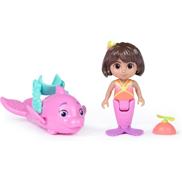 Dora Mer-Made for Adventure 2er-Pack mit Spielzeug Meerjungfrau und Delfin für Kinder ab 3 Jahren