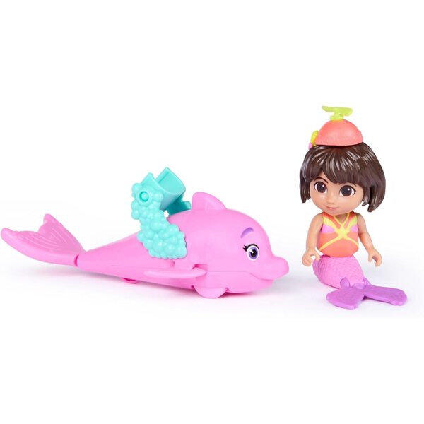 Dora Mer-Made for Adventure 2er-Pack mit Spielzeug Meerjungfrau und Delfin für Kinder ab 3 Jahren
