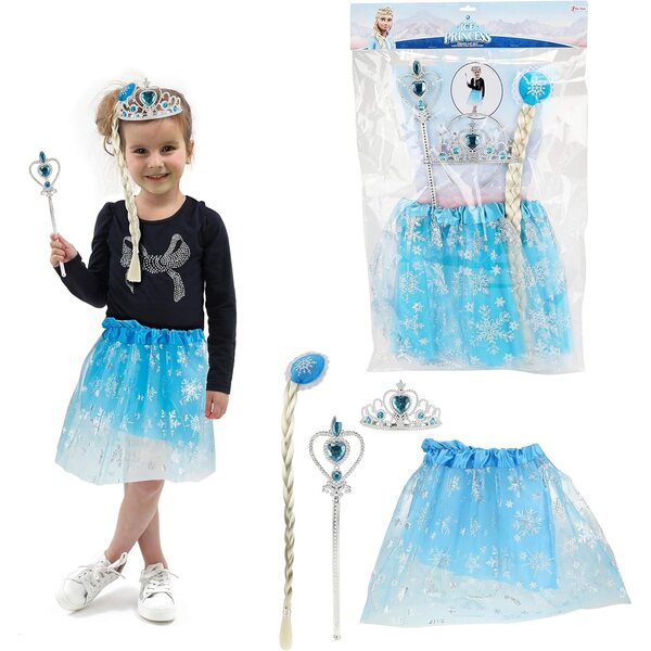 Costume Toi-Toys Eisprinzessin con Tutu, Tiara e Stab per Bambine 3+ anni