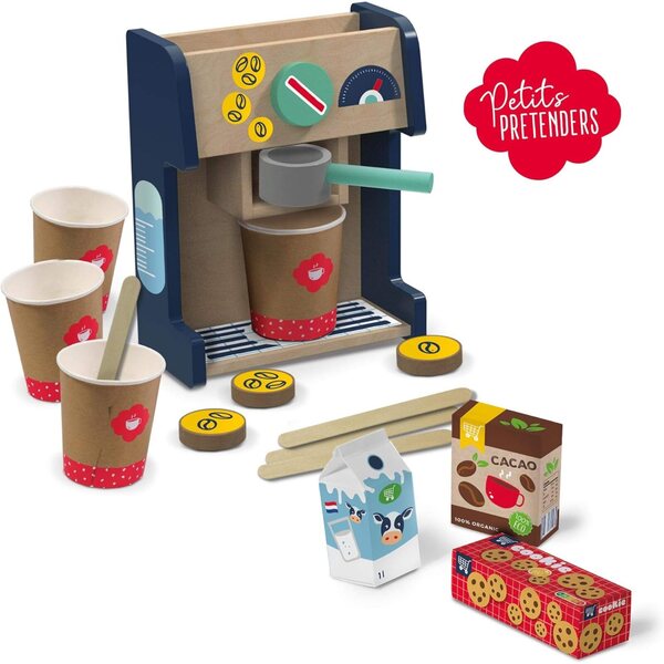 SES Creative 18009 Kaffee-Spielset in legno per bambini, giocattolo caffetteria