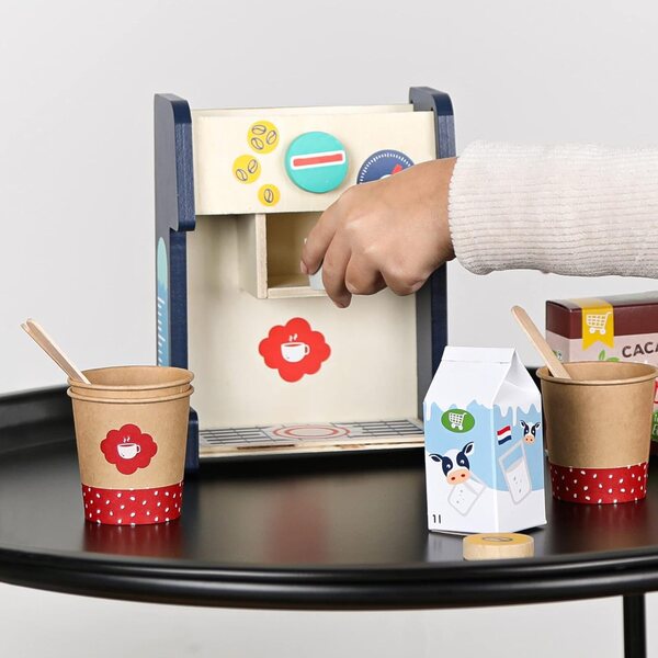 SES Creative 18009 Kaffee-Spielset in legno per bambini, giocattolo caffetteria