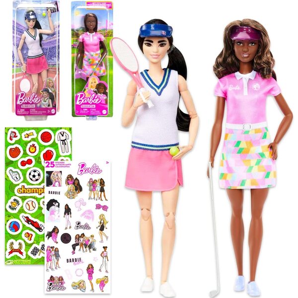 Barbie Sport-Puppen-Set mit Golfer und Fußballer inklusive Aufklebern