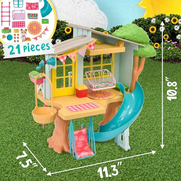 Honey Bee Acres 2-stöckiges interaktives Baumhaus mit 21 Teilen und mobilem Eichhörnchen