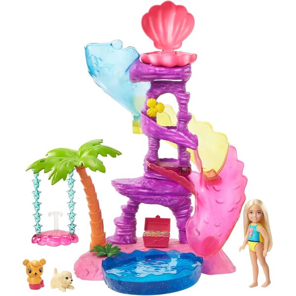 Barbie Dreamtopia Chelsea Water Lagoon Spielset mit Puppe, Pool und Schaukel für 3–7 Jahre