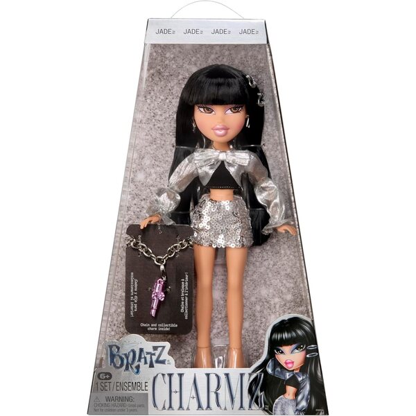 Bratz Charmz Jade con bracciale a charm e outfit glitterato da collezione