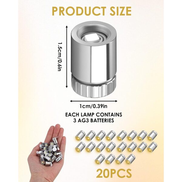 Yuio 20 Mini-LED-Batterielichter, warme Lampen für DIY-Dekorationen