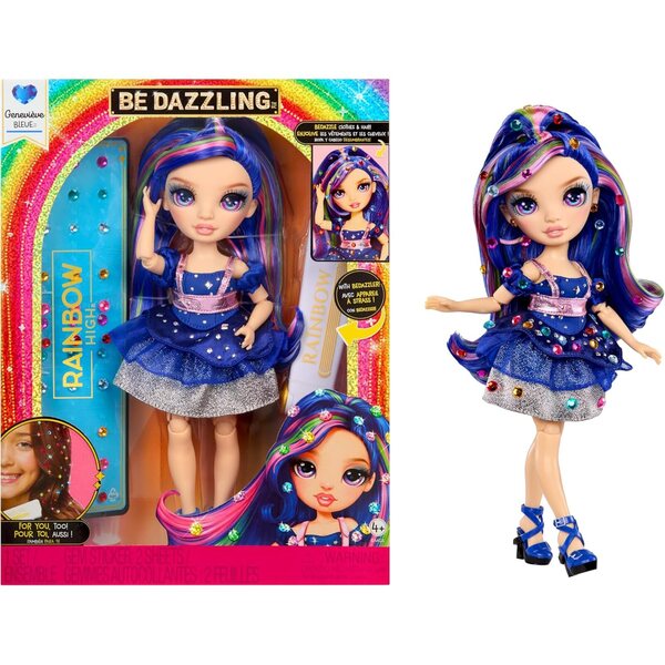 Genevieve Blue Rainbow High Be Dazzling bambola 28 cm con accessori e pietre preziose