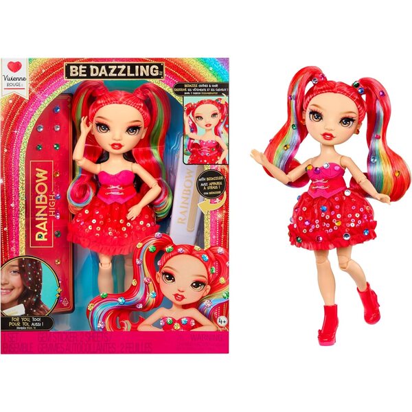 Rainbow High Be Dazzling Vivienne Rouge - Bambola da 28 cm con pietre preziose e accessori