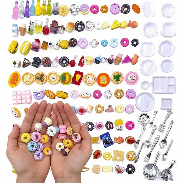 Set 150 Mini Alimenti Decorativi in Resina per Casa di Bambole Fai-da-Te