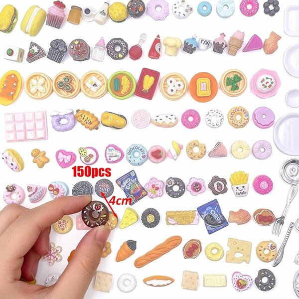 Set 150 Mini Alimenti Decorativi in Resina per Casa di Bambole Fai-da-Te