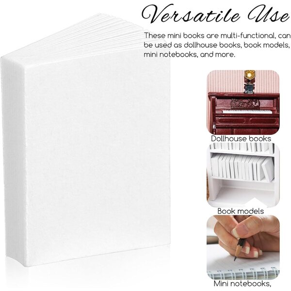YARNOW 100 Mini-Libri Bianchi 1:12 per Decorazioni Casa Bambole e Giochi Bambini