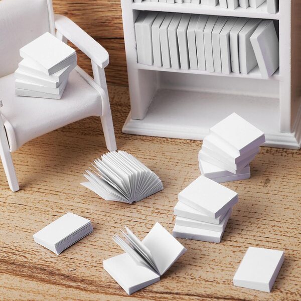 YARNOW 100 Mini-Libri Bianchi 1:12 per Decorazioni Casa Bambole e Giochi Bambini