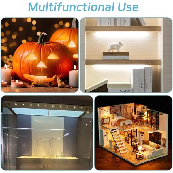 3V warme LED-Minilichter für Miniaturen mit Schalter und Batterie – 2-teiliges Set von Tulov
