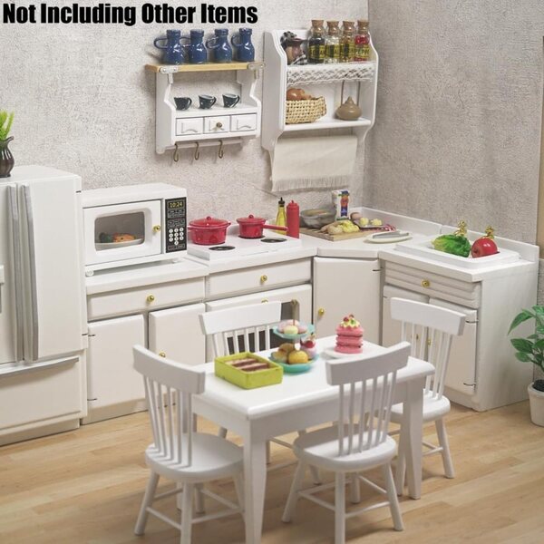 Set Cucina Miniatura in Legno Moderno per Casa delle Bambole Scala 1/12