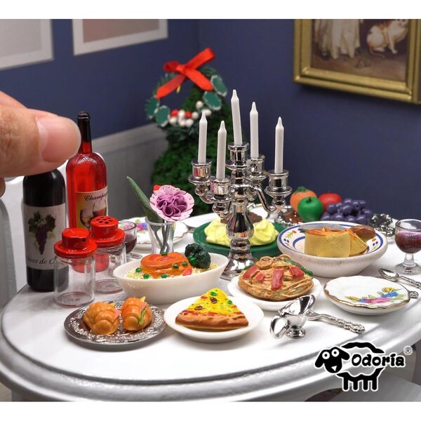 Set Cucina Miniatura in Legno Moderno per Casa delle Bambole Scala 1/12