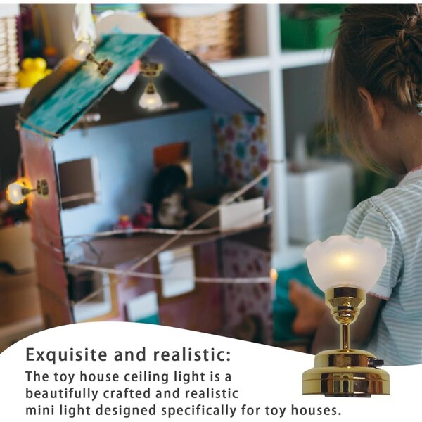 Plafonnier LED-Puppenhaus-Miniatur aus Metall 1:12, 2 Stück mit gelbem Licht