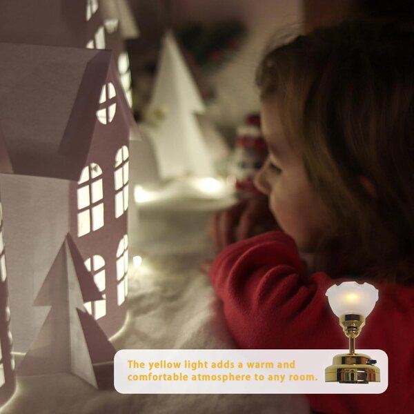 Plafonnier LED-Puppenhaus-Miniatur aus Metall 1:12, 2 Stück mit gelbem Licht