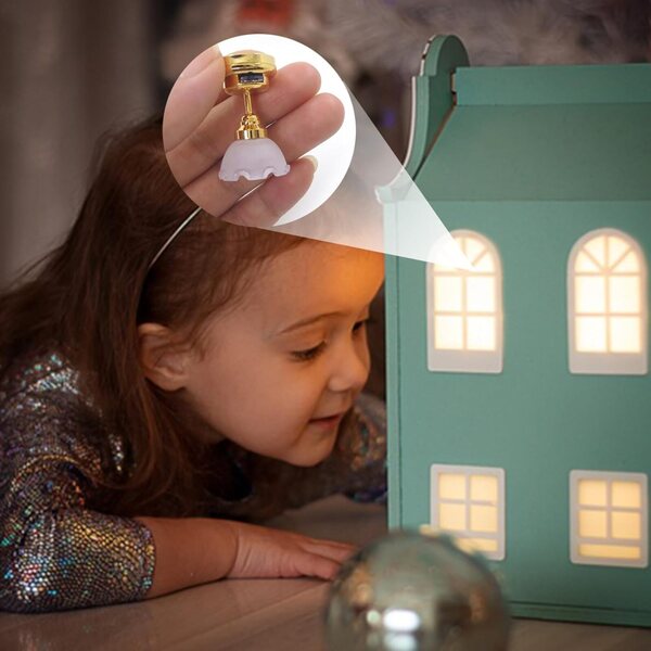 Plafonnier LED-Puppenhaus-Miniatur aus Metall 1:12, 2 Stück mit gelbem Licht