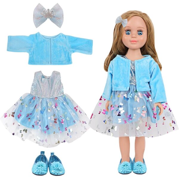 Puppenkleidung 35-45 cm Blau - Komplettes Bekleidungsset für Puppen HTTDSLF