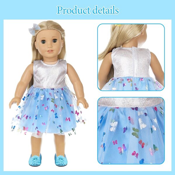 Puppenkleidung 35-45 cm Blau - Komplettes Bekleidungsset für Puppen HTTDSLF