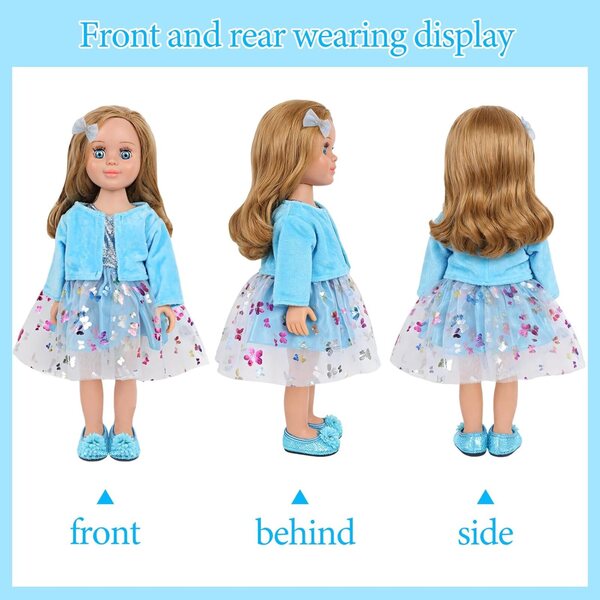 Puppenkleidung 35-45 cm Blau - Komplettes Bekleidungsset für Puppen HTTDSLF