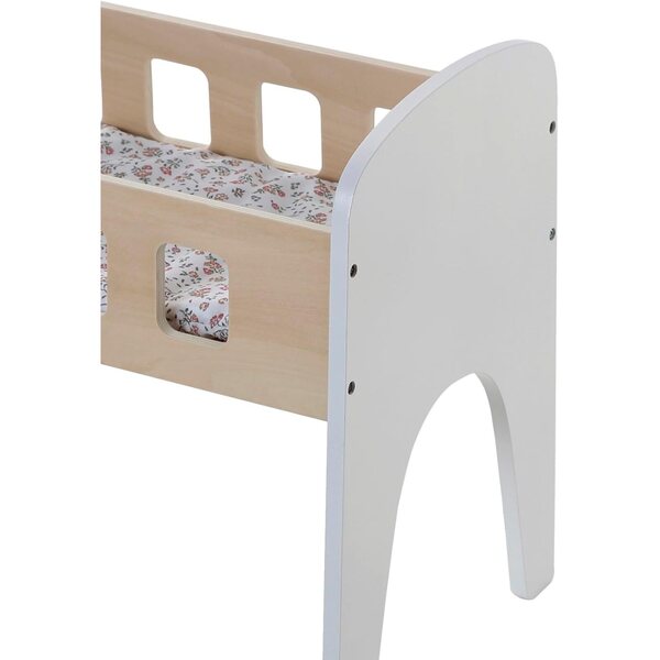 Weißes Puppenbett aus FSC®-Holz mit Blumenmatratze, 45 x 27 x 41 cm