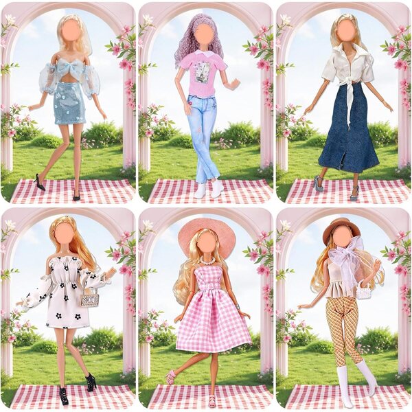 Set mit 26 Kleidungsstücken und Accessoires für 11,5-Zoll-Puppen – 6 Mini-Modekleidung für Mädchen