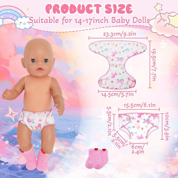 Couches Baby Doll per Bambole - Set Pannolini Morbidi e Realistici Xerteam