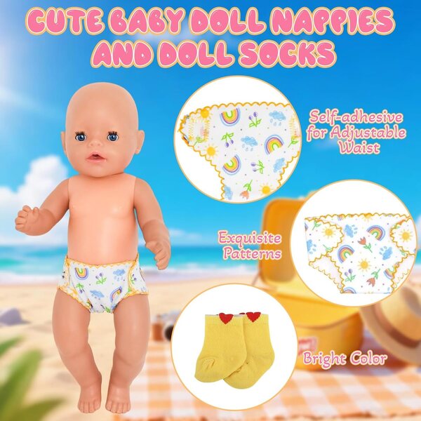 Couches Baby Doll per Bambole - Set Pannolini Morbidi e Realistici Xerteam