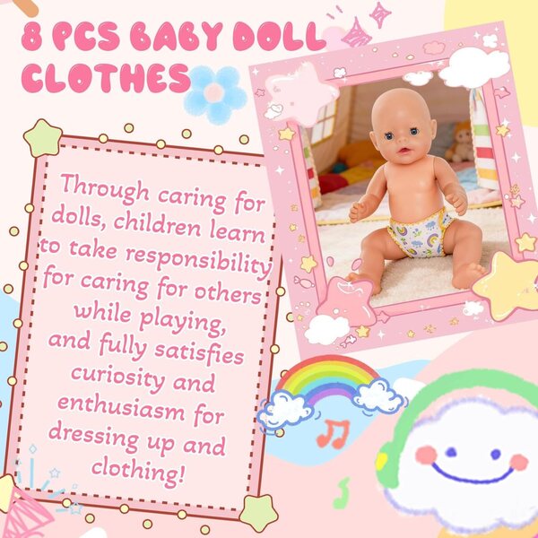 Couches Baby Doll per Bambole - Set Pannolini Morbidi e Realistici Xerteam