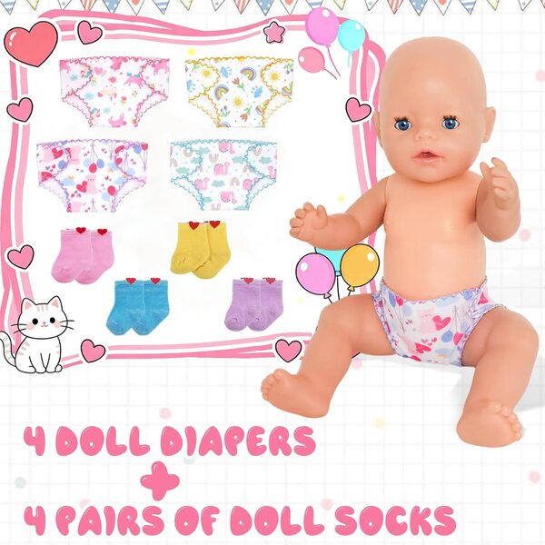 Couches Baby Doll per Bambole - Set Pannolini Morbidi e Realistici Xerteam