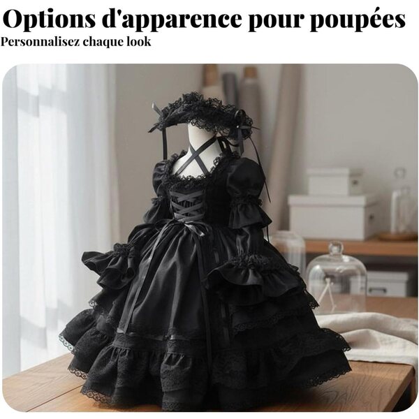 Robe Corset Lolita per Bambola BJD in Tessuto Morbido Rosso Vinaccia 1/4