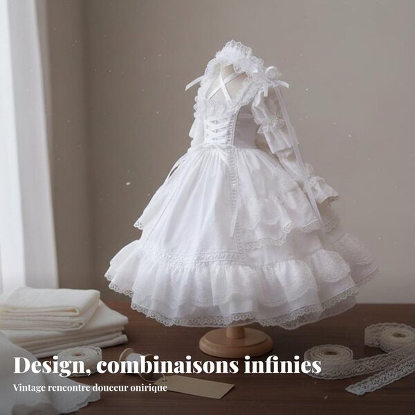 Robe Corset Lolita per Bambola BJD in Tessuto Morbido Rosso Vinaccia 1/4