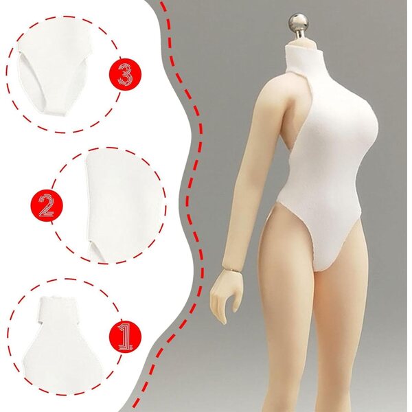 Weißes Badehemd aus Stoff für 1:12-Figuren, ideal für 15-cm-Puppen