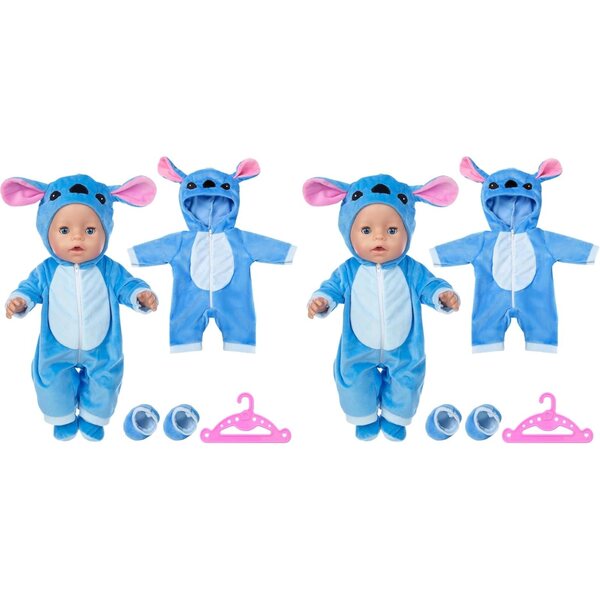 Carreuty Blu Salopette per Bambole 35-43 cm con Calzini e Gruccia - Set da 3 pezzi