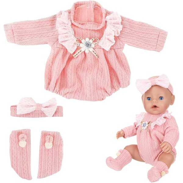 3-teiliges Bekleidungsset für Puppen 43 cm GXGM - Komplettes Kinderspielset Rosa