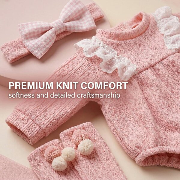 3-teiliges Bekleidungsset für Puppen 43 cm GXGM - Komplettes Kinderspielset Rosa