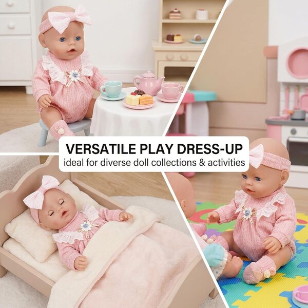 3-teiliges Bekleidungsset für Puppen 43 cm GXGM - Komplettes Kinderspielset Rosa