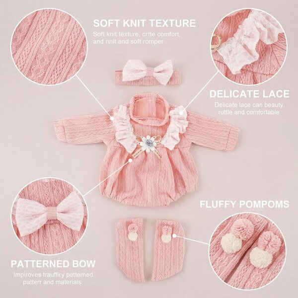 3-teiliges Bekleidungsset für Puppen 43 cm GXGM - Komplettes Kinderspielset Rosa