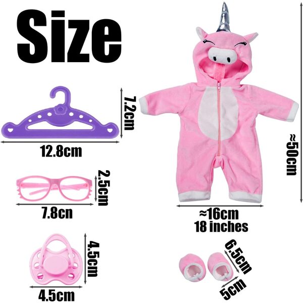 Accessori Bambola AIRTILY Set Completo: Costume, Scarpe, Ciuccio, Gruccia e Occhiali Rosa