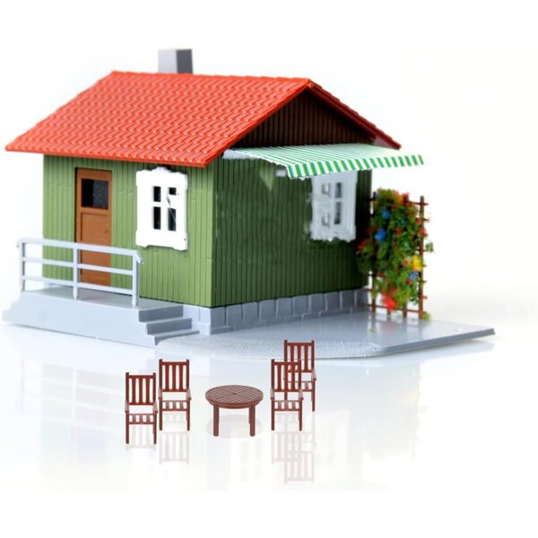Set mit 4 Mini-Tischen und Stühlen für das Puppenhaus | VICASKY Braune Kunststoffmöbel