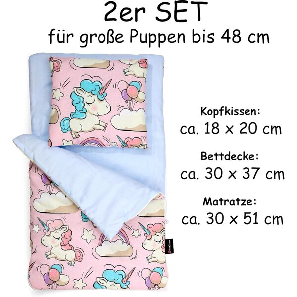 Doppelseitige Gigoteuse mit Baumwollkissen für rosa Puppenbett