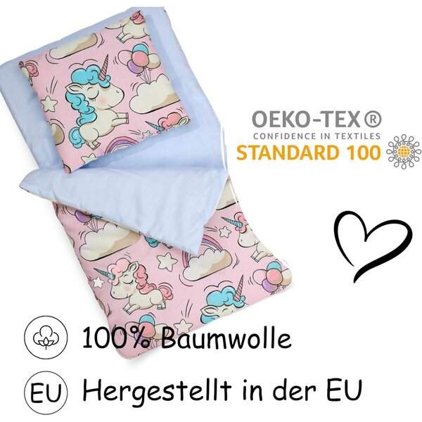 Doppelseitige Gigoteuse mit Baumwollkissen für rosa Puppenbett