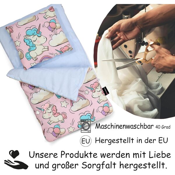 Doppelseitige Gigoteuse mit Baumwollkissen für rosa Puppenbett