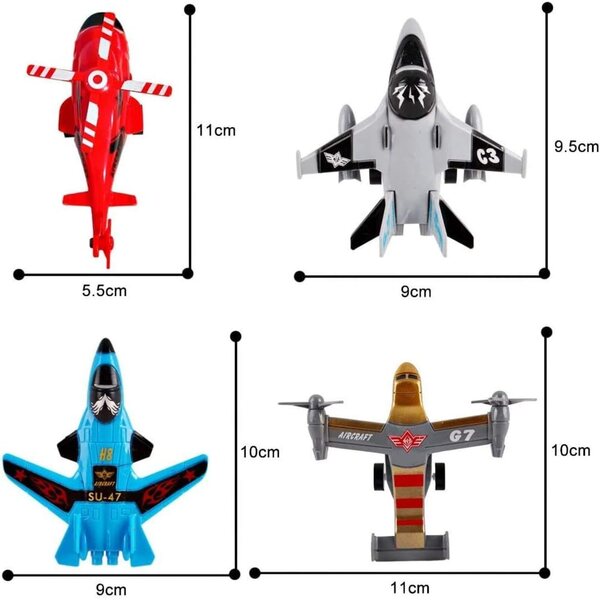 deAO Kit 12 Friction Air Vehicles – Jets, Hubschrauber und Bomber für Kinder von 3–8 Jahren