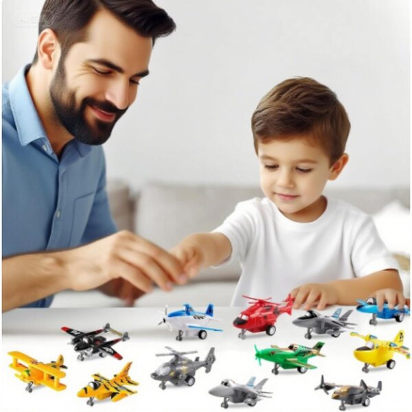 deAO Kit 12 Friction Air Vehicles – Jets, Hubschrauber und Bomber für Kinder von 3–8 Jahren