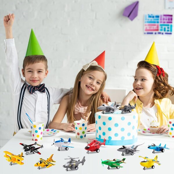deAO Kit 12 Friction Air Vehicles – Jets, Hubschrauber und Bomber für Kinder von 3–8 Jahren