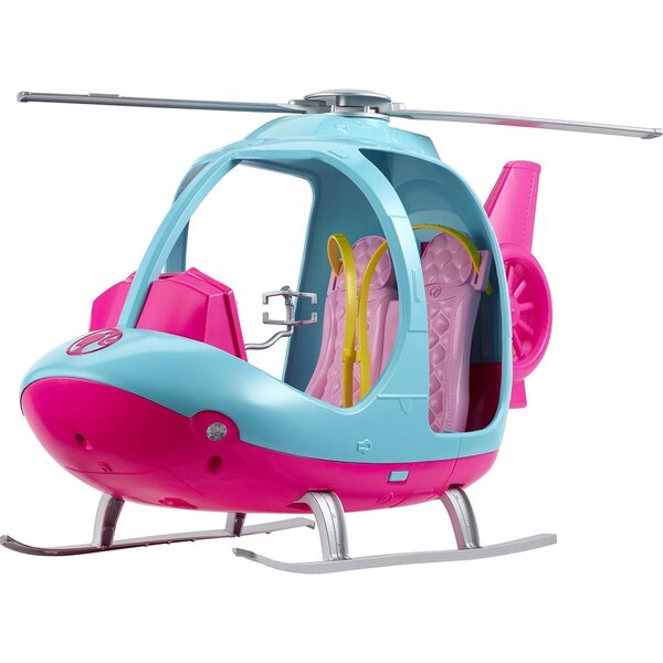 Barbie-Helikopter in Rosa und Blau mit rotierendem Propeller – Abenteuerspiel für Kinder